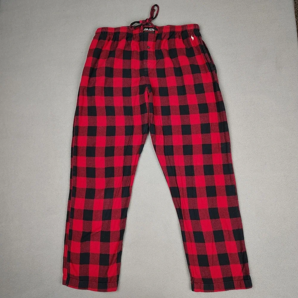 Polo Ralph Lauren Pajama Pants Mens XL‎ Buffalo Plaid Red Black Flannel Casual